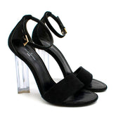 Louis Vuitton black suede crystal flower sandals